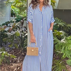 Striped Long Shirt Dress